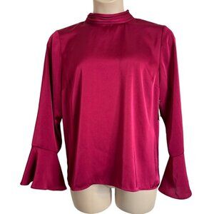 Halogen Trumpet Sleeve Blouse Pink Blouse Size XL Mock Neck NWT